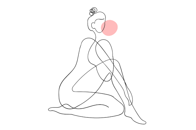 Ilustración minimalista de una adolescente sentada, simbolizando la terapia psicológica juvenil en Granada